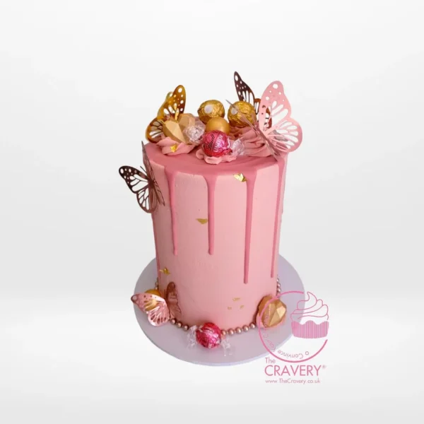 Rose Gold Cake with metallic finish, birthday cakes Sutton Coldfield