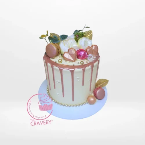 Rose Gold Drip Cake from Cravery’s cakes delivered Birmingham
