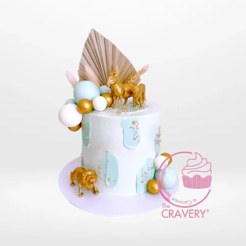 Safari Birthday Cake with Golden Animal Decorations | Cake Birmingham