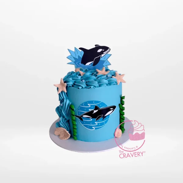 Shark Cake by The Cravery, handcrafted ocean-themed cake available for Birmingham birthday cake delivery.