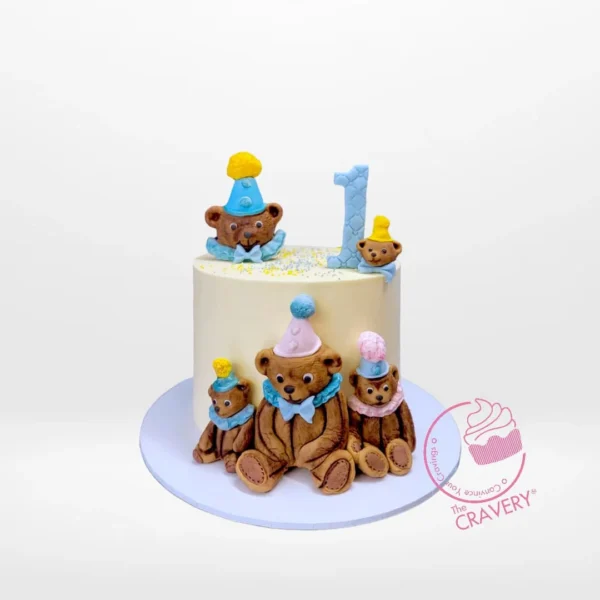 Teddy Bear Birthday Cake – A custom teddy bear-themed cake, available at our cake artist solihull.