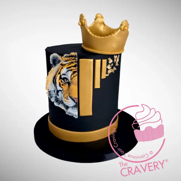Tiger Cake with crown topper from The Cravery Sutton Coldfield bakery.
