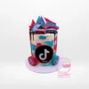 TikTok Cake with logo design and trend-inspired details by The Cravery Cake Shop near Solihull.