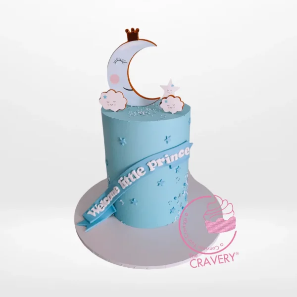 Twinkle Cake with chocolate moon, candy stars, and clouds, celebration cakes Birmingham
