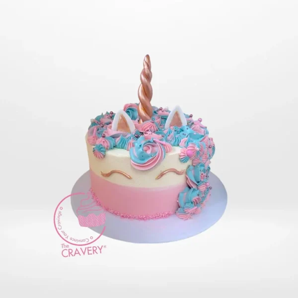 Unicorn Cake with colourful horn, birthday cake shop Birmingham