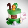 1st Birthday Jungle Cake with handcrafted fondant animals and buttercream jungle design by The Cravery, birthday cakes Birmingham.