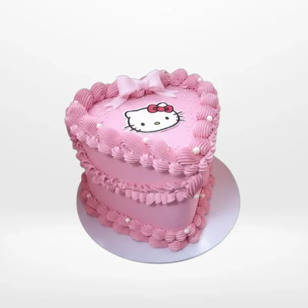 Hello Kitty Heart Cake – A heart-shaped cake adorned with Hello Kitty decorations, perfect for celebrations in Birmingham.