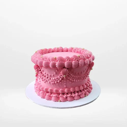 Vintage Birthday Cake – An elegant, vintage-inspired cake adorned with lace and floral motifs, perfect for birthdays in Birmingham.