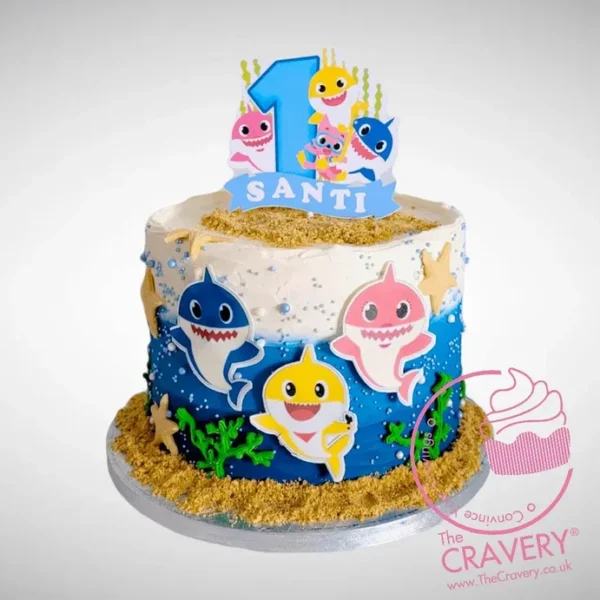 BabyShark Cake for First Birthday from The Cravery