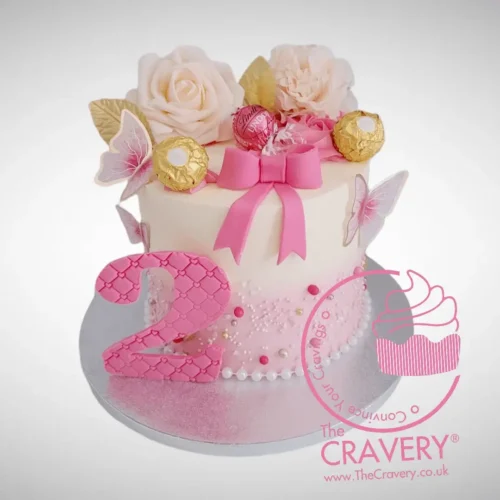 Birthday Cake 2nd personalised with name and decorations, handcrafted by cake makers Solihull