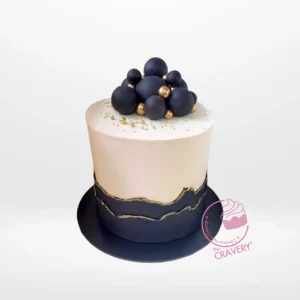 White Black Cake by The Cravery, elegant monochrome birthday cake available in Walsall.