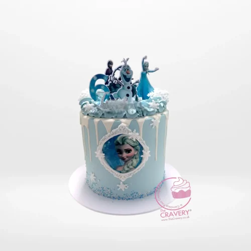 cake Frozen cake with Elsa, Anna, and Olaf decorations by The Cravery in Birmingham.
