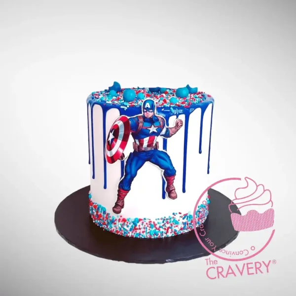 Captain America Cake from Cravwery's Birthday Cakes Sutton Coldfield service