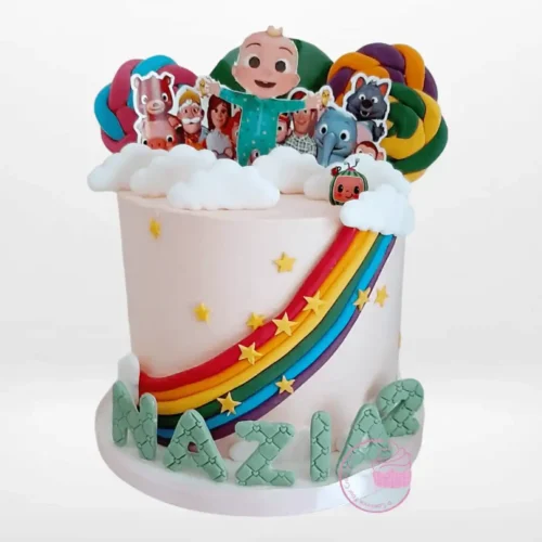 Cocomelon Theme Cake featuring Baby JJ design and colourful details by The Cravery Cake Shop Solihull.
