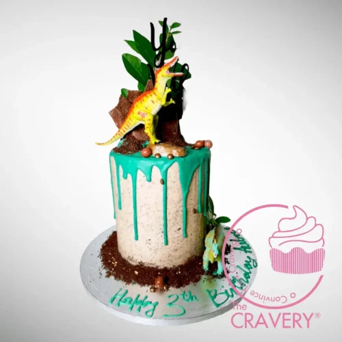 Dinosaur Dinosaur Cake by The Cravery, handcrafted kids’ dinosaur themed cake from our cake shop in Birmingham.