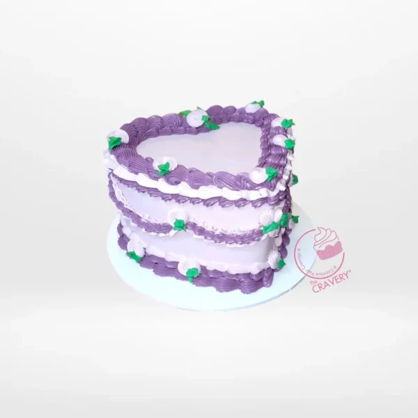 Lavender and Purple Heart Cake – A beautifully crafted vintage-themed cake, perfect for weddings and anniversaries in Birmingham.
