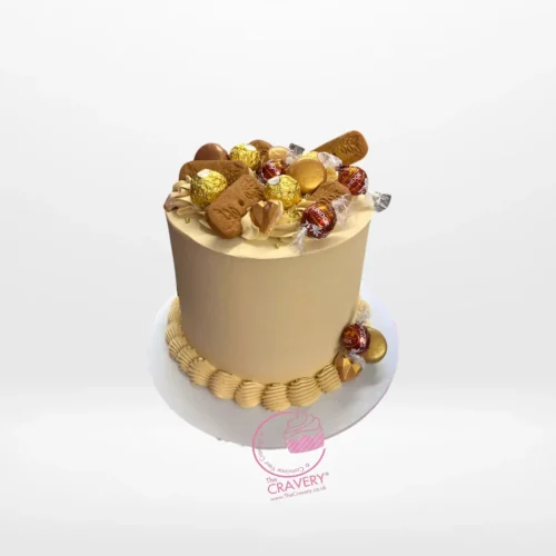 Biscoff Cakes by The Cravery, elegant caramel-toned handcrafted drip cake from our cake shop in Erdington.