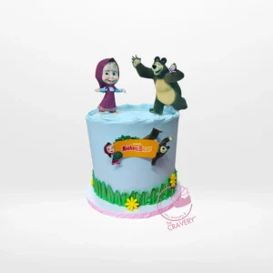 Masha Bear Cake by The Cravery, fun and colourful cartoon-themed cake handcrafted at the best bakery in Birmingham.