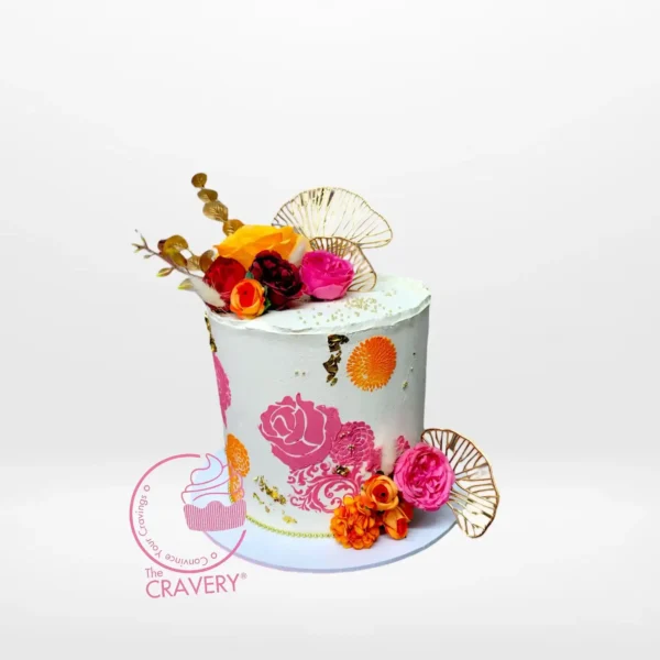 Mehendi Cake by The Cravery, handcrafted henna-inspired cake available from our cake shop in Birmingham.