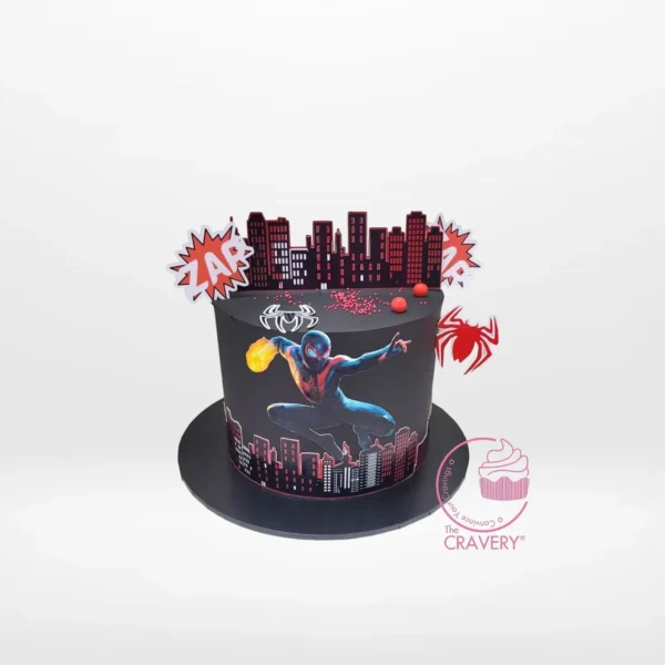 Miles Morales Cake by The Cravery. Spider-Man-themed birthday cake handcrafted and delivered across Birmingham.