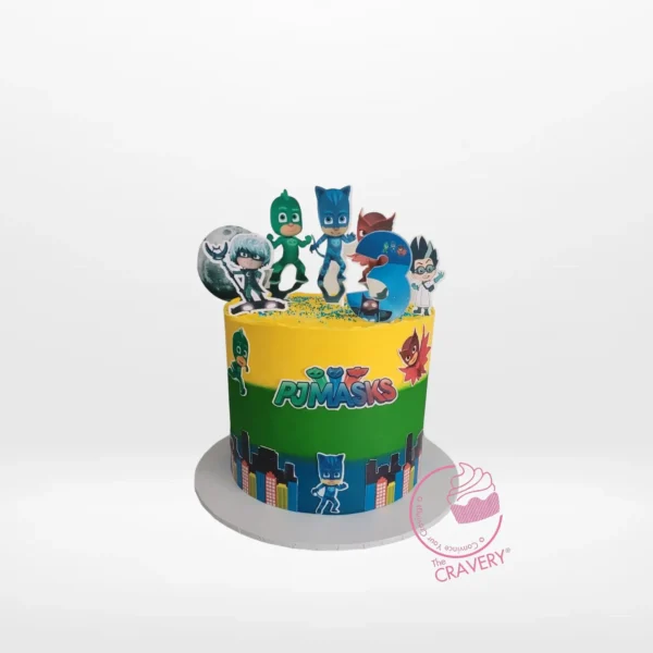 PJ Mask Cake by The Cravery, superhero-themed birthday cake in Birmingham UK.