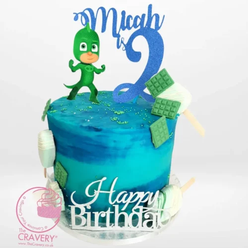 PJ Masks Cake by The Cravery, handcrafted superhero-themed children’s cake from our cake shop in Birmingham.