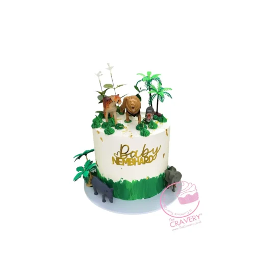 Jungle Birthday Cake by The Cravery, handcrafted jungle-themed cake available for birthday cakes in Birmingham UK.