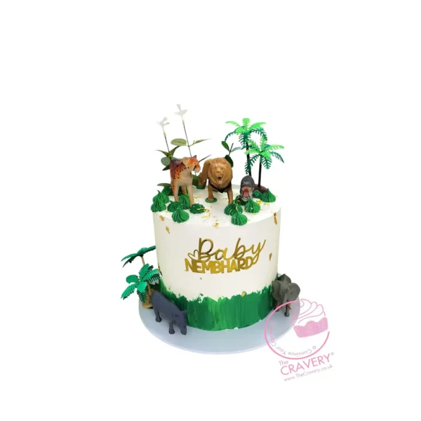 Jungle Birthday Cake by The Cravery, handcrafted jungle-themed cake available for birthday cakes in Birmingham UK.