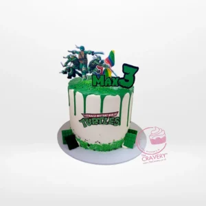 Turtle Ninja Cake – A vibrant cake with TMNT edible prints, perfect for birthdays in Birmingham.