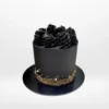 A Chocolate cake with smooth buttercream finish and rich decorative details handcrafted in Birmingham.