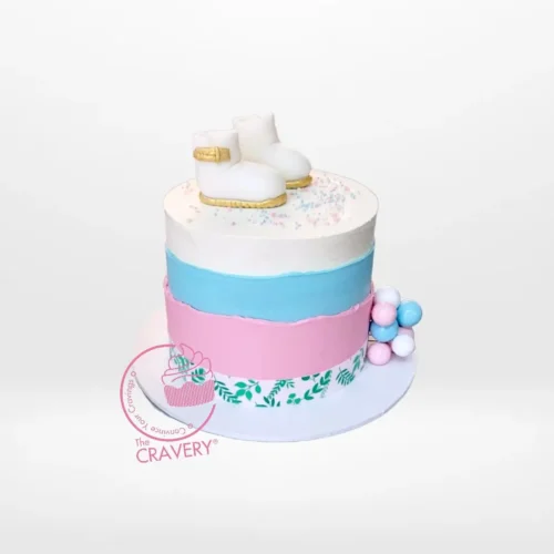 Babyshower Cake Blue Pink from Cravery cakes delivered birmingham – A delightful gender reveal or baby shower cake.