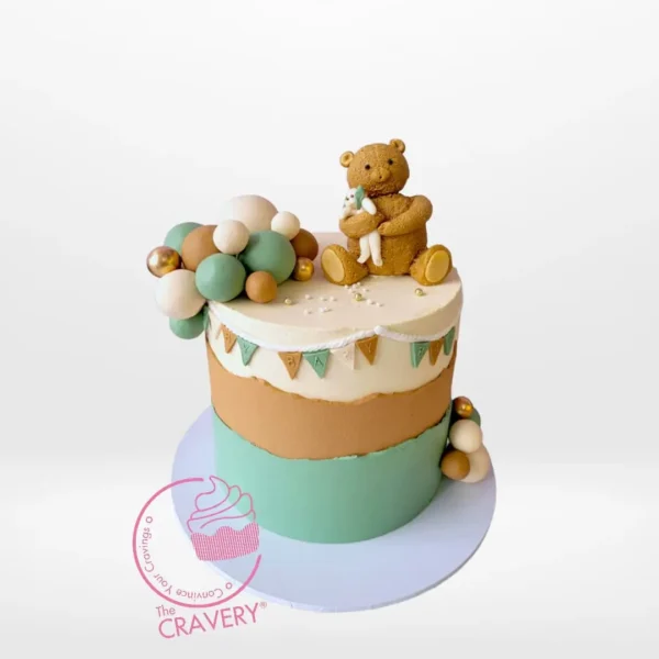 Babyshower Cake Sage Cake from Cravery cake Birmingham – A serene and beautiful cake for your baby shower.