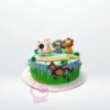 Birthday Cake Safari – A jungle-themed cake with animal and fondant decorations, available at our cake shop birmingham city centre.