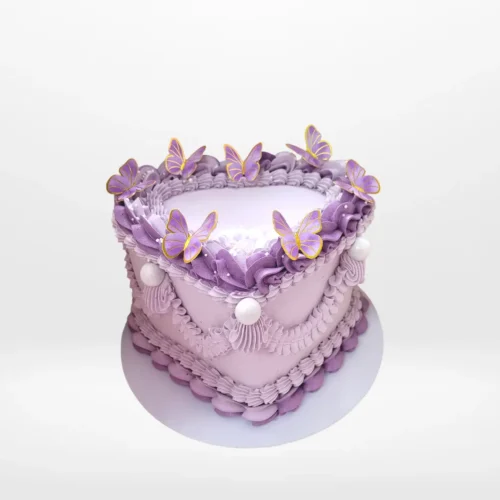 Cake Heart Cake – Romantic pastel lavender cake available at cake makers Birmingham.