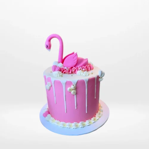 Cake with Flamingo – Vibrant tropical cake available from cake shop Birmingham.