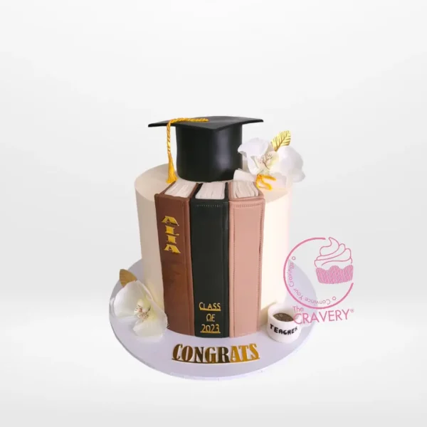 Grad Cake from Cravery cake makers Birmingham – A vibrant and delicious cake perfect for graduation celebrations.