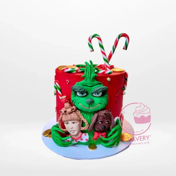 Grinch Cake – A festive cake inspired by the Grinch, perfect for holiday celebrations in Birmingham.