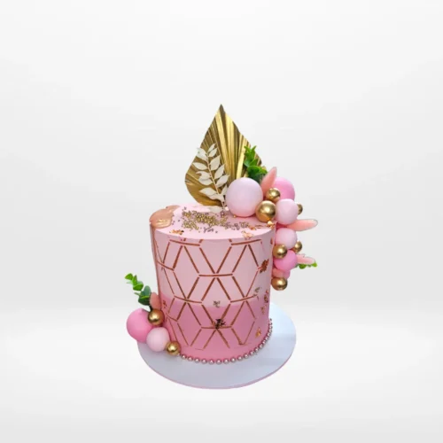 Pink and Gold Cake from Carvery's cakes delivered Birmingham collections – A luxurious and elegant celebration treat.