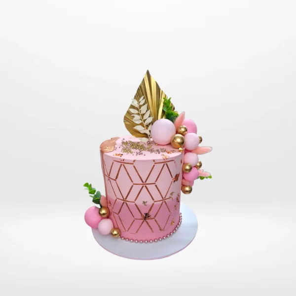 Pink and Gold Cake from Carvery's cakes delivered Birmingham collections – A luxurious and elegant celebration treat.