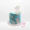 BabyShower Cake with Elephant from Cravery Cake Makers Birmingham. A whimsical, elegant cake for your baby shower celebration.
