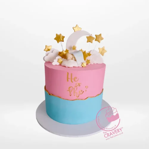 Babyshower Cake, He or She? from Cravery's Babyshower Cakes Delivered Birmingham Service, the perfect gender reveal cake for your celebration.
