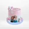 Elsa and Anna Cake from Cravery's Birthday Cake Delivery Birmingham Offerings, a beautifully crafted Frozen cake with snowflakes and blue swirls.
