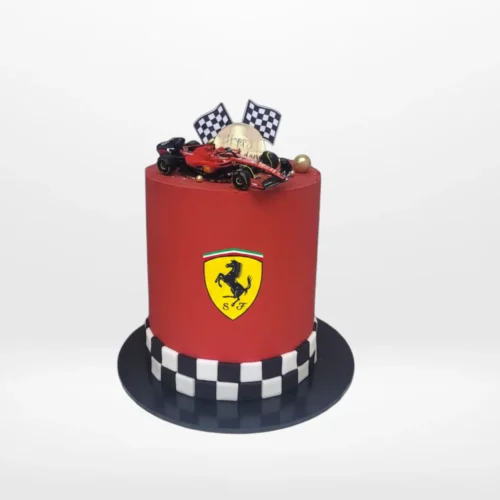 Ferrari Cake from Cravery the Best Cake Shop Birmingham – A tribute to Formula One with edible and non-edible Ferrari-themed details.