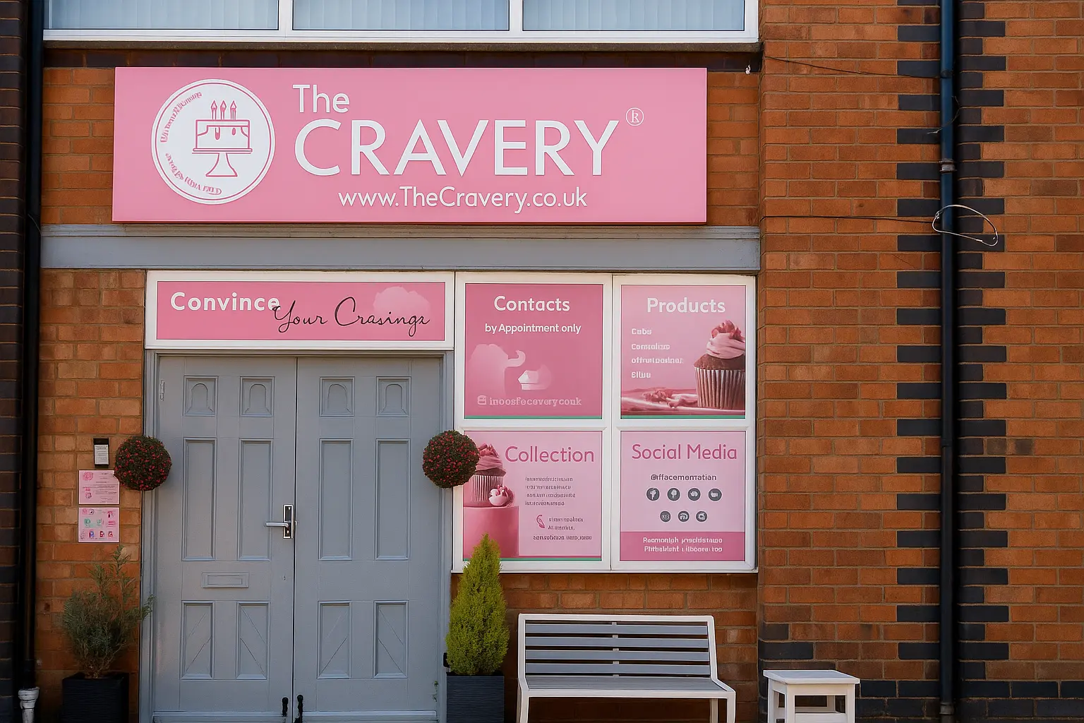 Front view of The Cravery cake shop in Birmingham