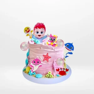 Babyshark Cake in Pink, themed children’s birthday cake from The Cravery Birmingham