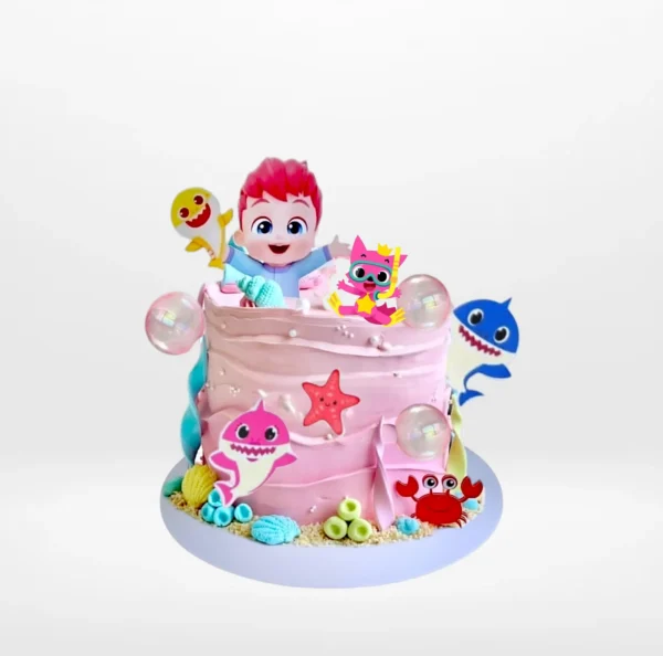 Babyshark Cake in Pink, themed children’s birthday cake from The Cravery Birmingham