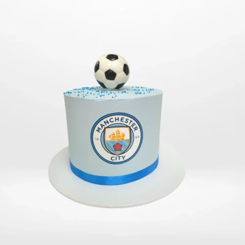 Manchester City Cake, the perfect birthday treat for football fans. Available now with birthday cakes in Birmingham UK.