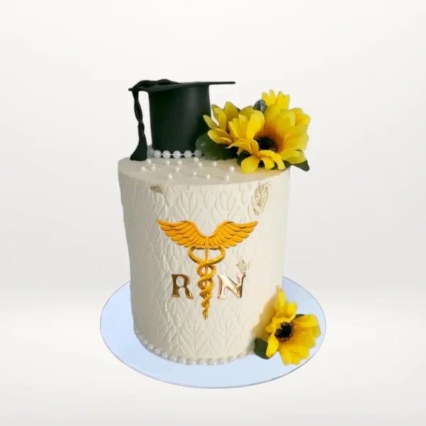 Nurse graduation cake with medical themed decorations by cake makers in Birmingham