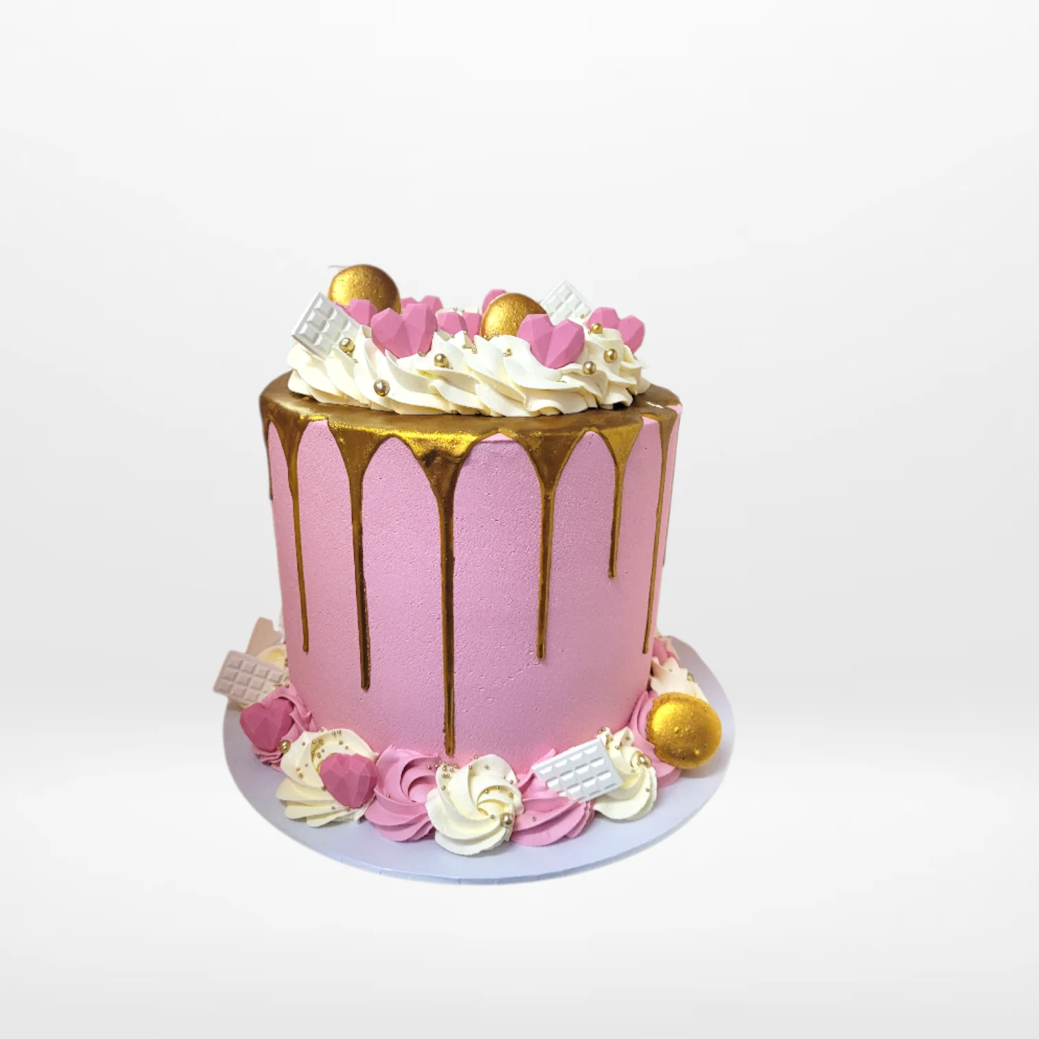 Pink And Rose Gold Drip Cake | Birthday Cakes Sutton Coldfield