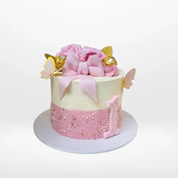 1rst Birthday Cake with soft colours and smooth buttercream finish, designed for a baby’s milestone celebration in Birmingham.